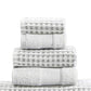 Porto 6 Piece Dual Tone Towel Set with Jacquard Grid Pattern The Urban Port White By Casagear Home BM222848