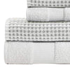 Porto 6 Piece Dual Tone Towel Set with Jacquard Grid Pattern The Urban Port White By Casagear Home BM222848