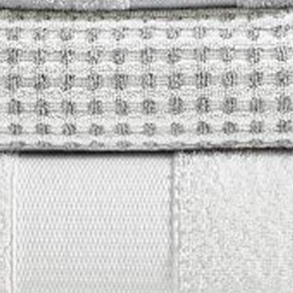 Porto 6 Piece Dual Tone Towel Set with Jacquard Grid Pattern The Urban Port White By Casagear Home BM222848