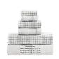 Porto 6 Piece Dual Tone Towel Set with Jacquard Grid Pattern The Urban Port White By Casagear Home BM222848