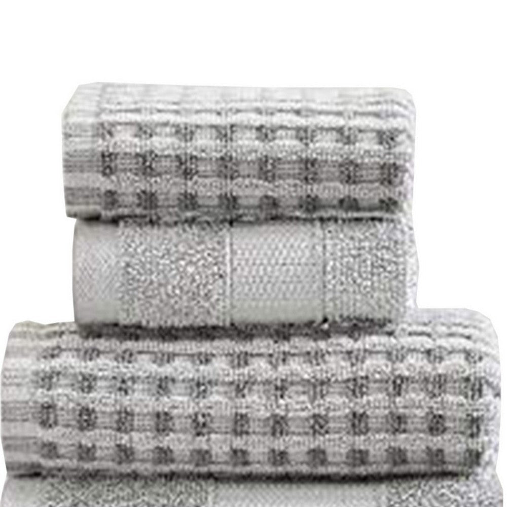 Porto 6 Piece Dual Tone Towel Set with Jacquard Pattern The Urban Port Light Gray By Casagear Home BM222851