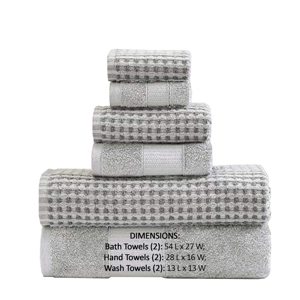 Porto 6 Piece Dual Tone Towel Set with Jacquard Pattern The Urban Port Light Gray By Casagear Home BM222851