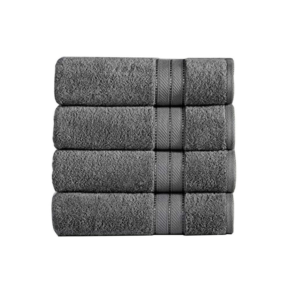 Bergamo 4 Piece Spun loft Fabric Towels with Stripe Pattern The Urban Port,Dark Gray By Casagear Home