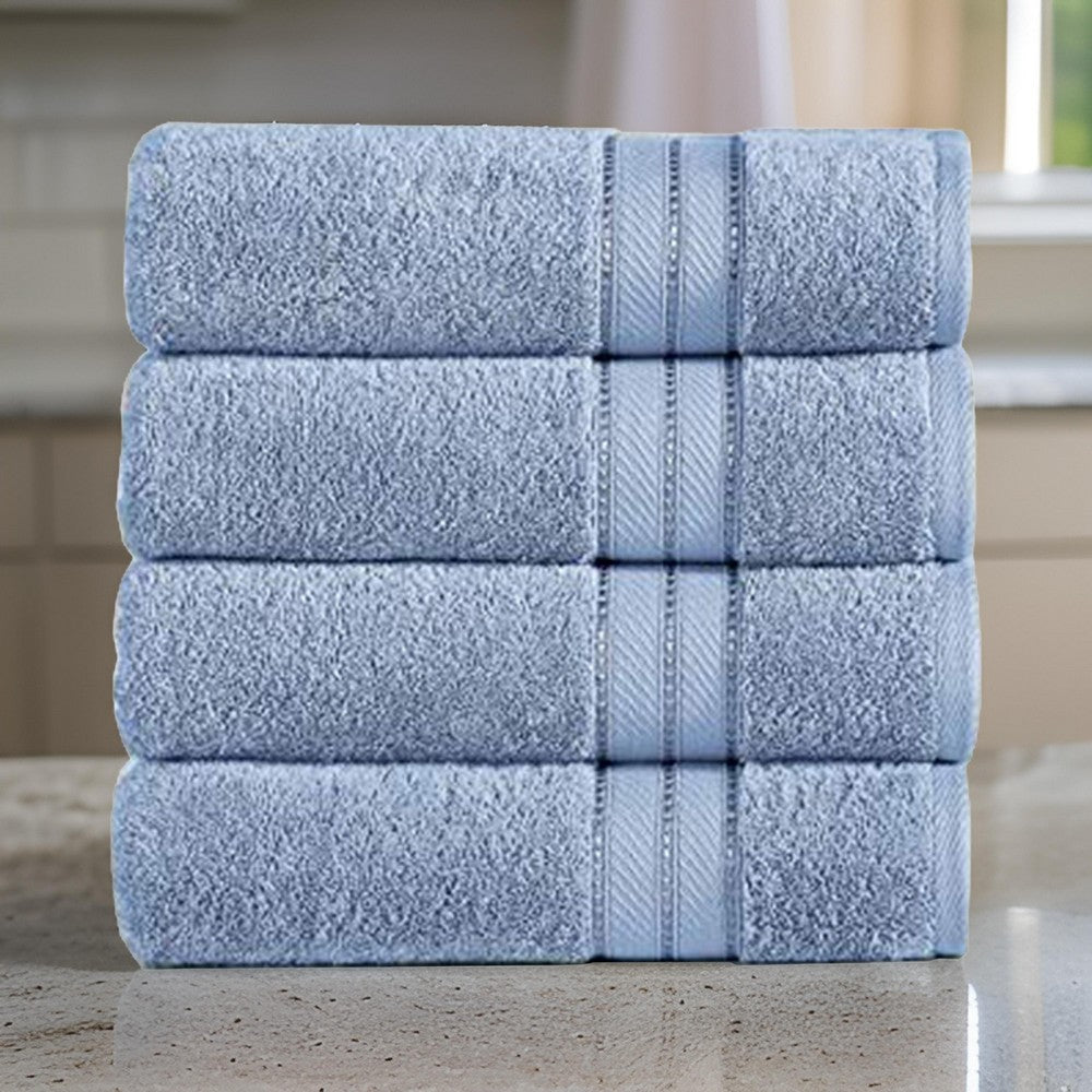 Bergamo 4 Piece Spun loft Fabric Towels with Striped Pattern The Urban Port Blue By Casagear Home BM222863