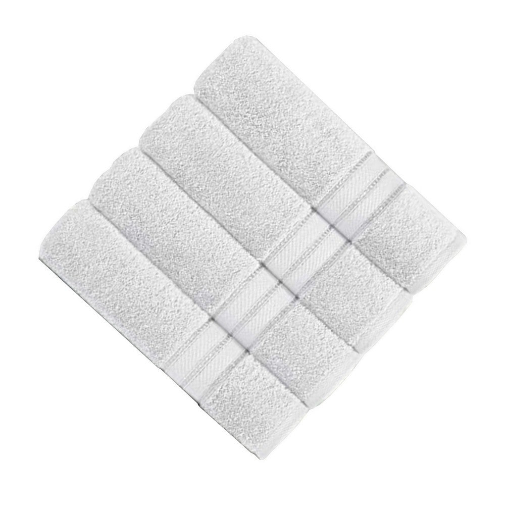 Bergamo 4 Piece Spun loft Towels with Stripes and Twill Weave The Urban Port White By Casagear Home BM222865