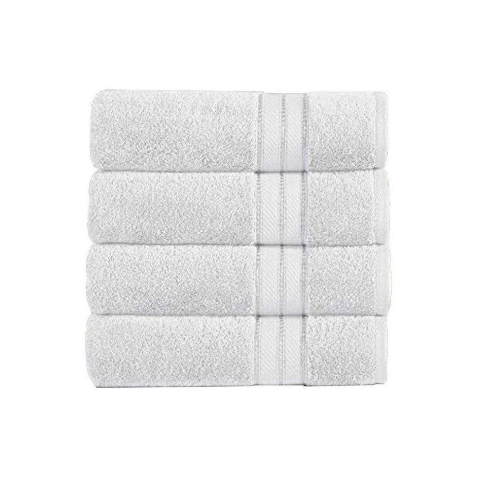 Bergamo 4 Piece Spun loft Towels with Stripes and Twill Weave The Urban Port, White By Casagear Home