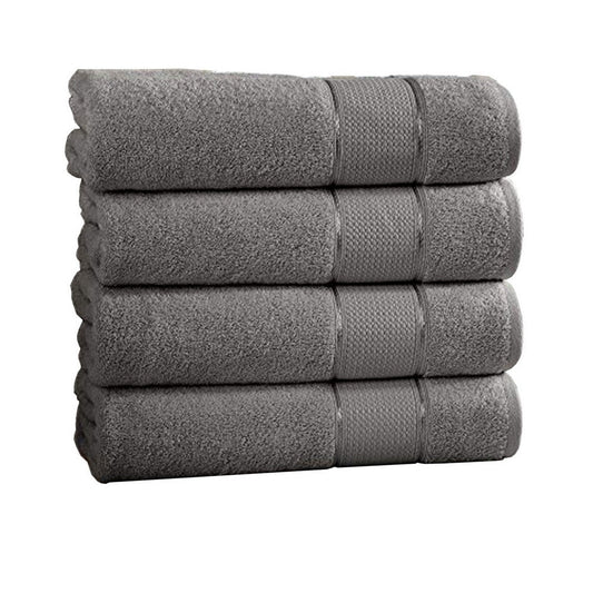 Bergamo 4 Piece Spun loft Bath Sheets with Twill Weave The Urban Port,Charcoal Gray By Casagear Home