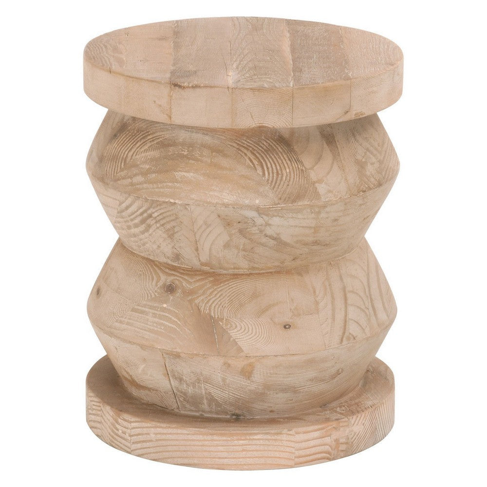 Round Top Wooden Accent Table with Faceted Design Base, Brown By Casagear Home