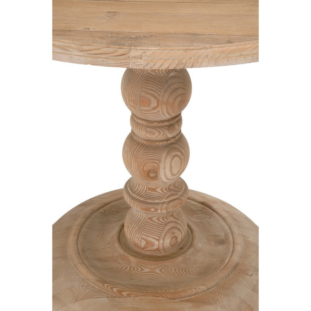 36 Inch Round Top Wooden Dining Table with Turned Pedestal Base Brown By Casagear Home BM223014