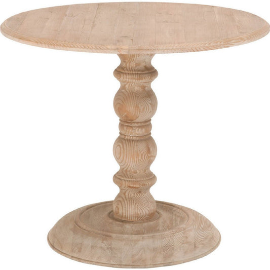 36 Inch Round Top Wooden Dining Table with Turned Pedestal Base, Brown By Casagear Home