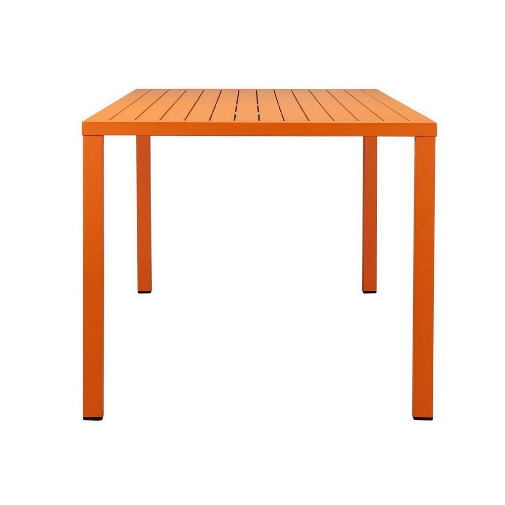 Slatted Top Metal Dining Table with Straight Legs Orange By Casagear Home BM223166