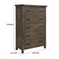 5 Drawer Plank Design Chest with Bar Handle and Block Feet Brown By Casagear Home BM223307