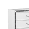 6 Drawer Wooden Dresser with Encrusted Crystal Accent White By Casagear Home BM223322