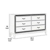 6 Drawer Wooden Dresser with Encrusted Crystal Accent White By Casagear Home BM223322