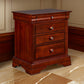 4 Drawer Wooden Nightstand with Bracket Legs and Metal Knobs, Brown By Casagear Home