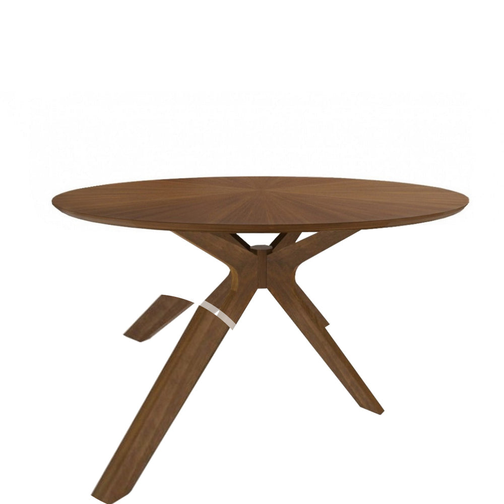 Contemporary 75 Inch Round Wooden Dining Table with Spider Legs Brown By Casagear Home BM223428