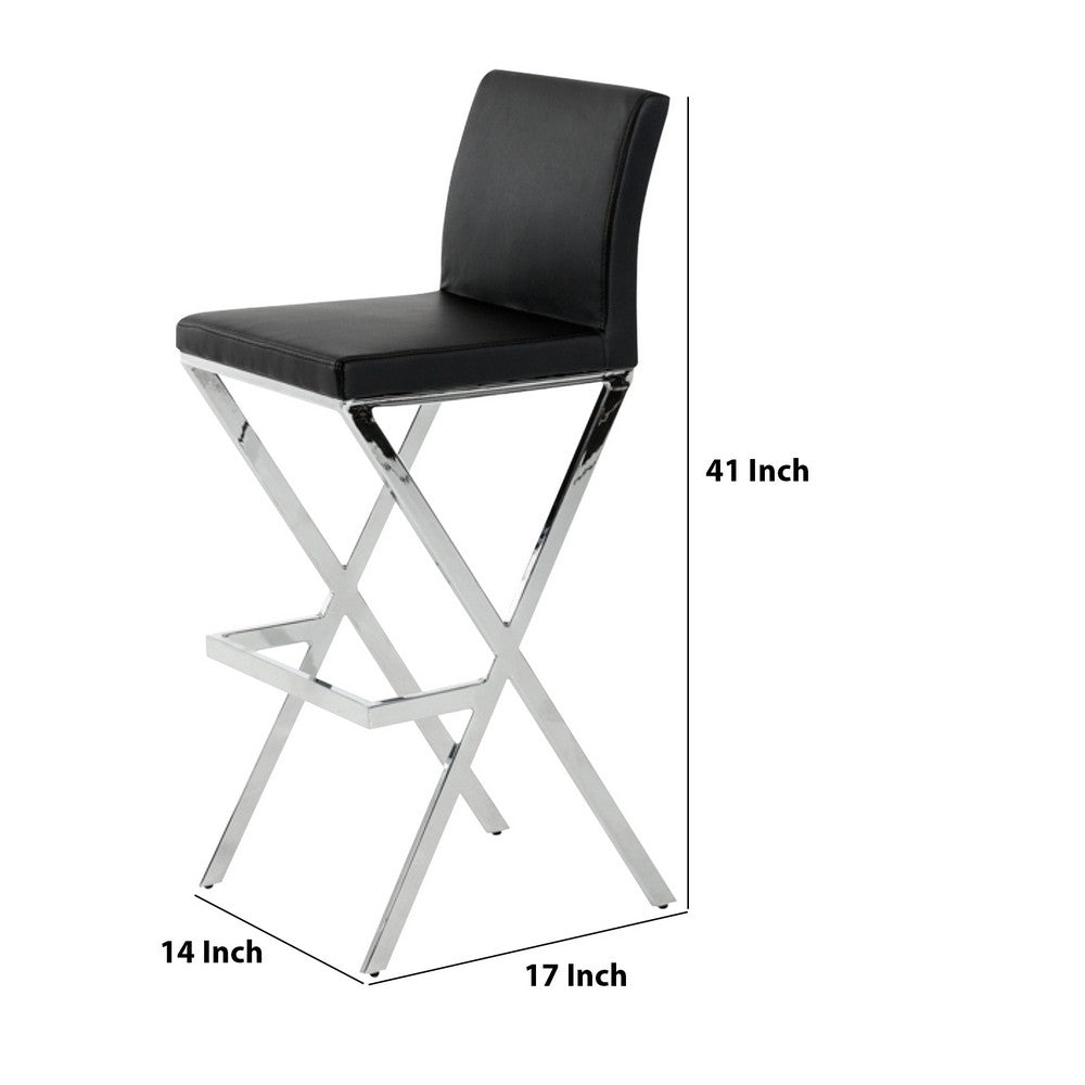 29.5" Leatherette Barstool, Set of 2, Black and Chrome By Casagear Home