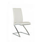 Leatherette Dining Chair with Z Shape Metal Base Set of 2 White and Chrome By Casagear Home BM223505