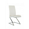 Leatherette Dining Chair with Z Shape Metal Base Set of 2 White and Chrome By Casagear Home BM223505