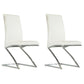 Leatherette Dining Chair with Z Shape Metal Base Set of 2 White and Chrome By Casagear Home BM223505