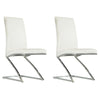 Leatherette Dining Chair with Z Shape Metal Base Set of 2 White and Chrome By Casagear Home BM223505