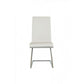 Leatherette Dining Chair with Z Shape Metal Base Set of 2 White and Chrome By Casagear Home BM223505