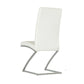 Leatherette Dining Chair with Z Shape Metal Base Set of 2 White and Chrome By Casagear Home BM223505