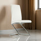 Leatherette Dining Chair with Z Shape Metal Base, Set of 2, White and Chrome By Casagear Home