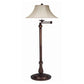 Swing Arm Metal Body Floor Lamp with Fabric Bell Shade, Bronze and Beige By Casagear Home