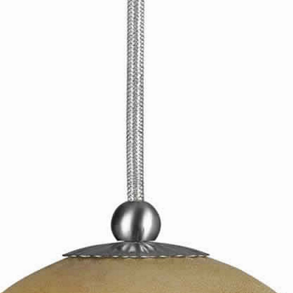 Bell Design Glass Shade Pendant Lighting with Cord Beige and Silver By Casagear Home BM223548