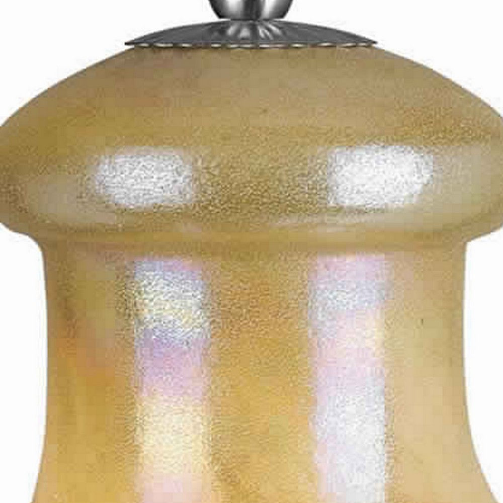 Bell Design Glass Shade Pendant Lighting with Cord Beige and Silver By Casagear Home BM223548