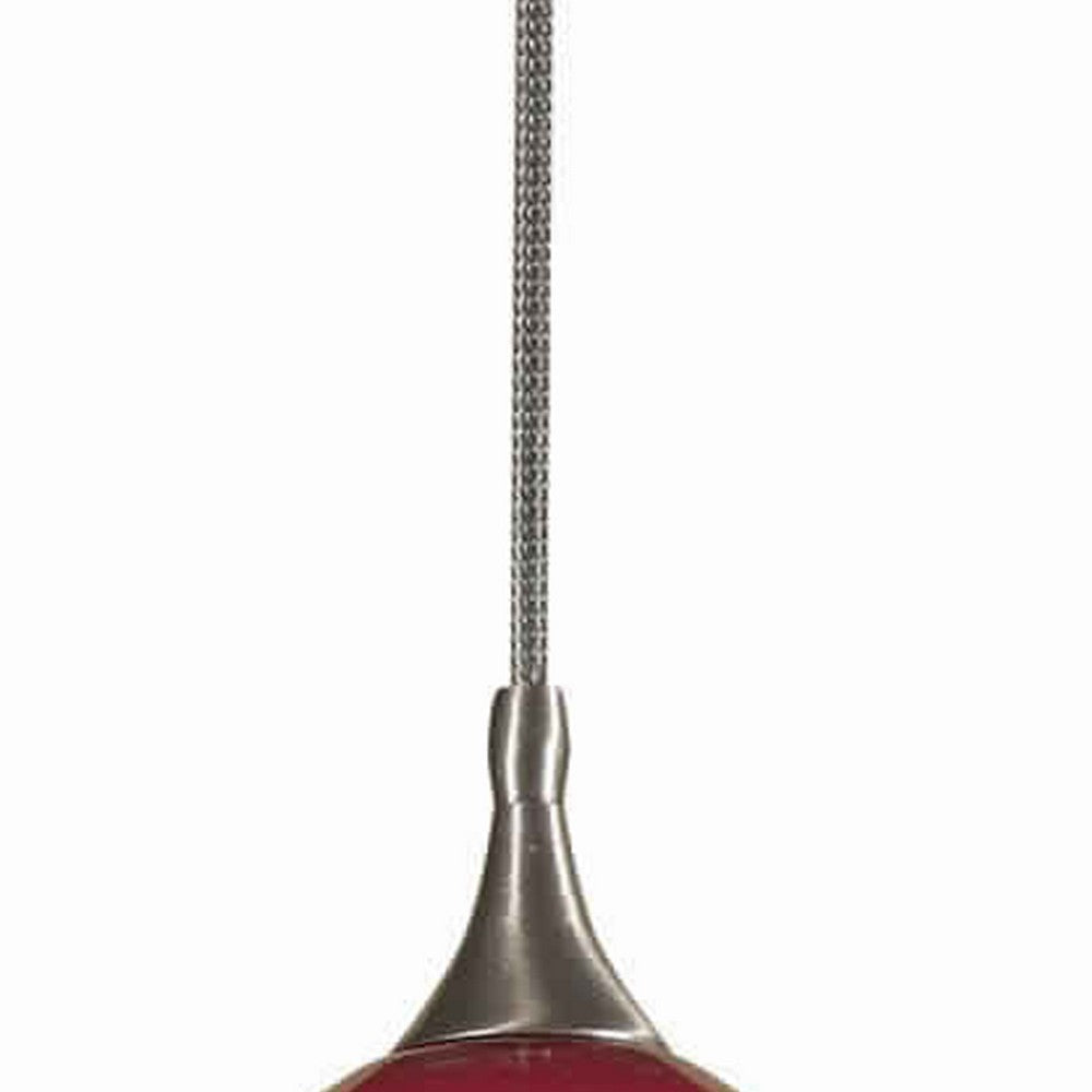 Dome Shaped Glass Shade Pendant Lighting with Cord Red and Black By Casagear Home BM223552