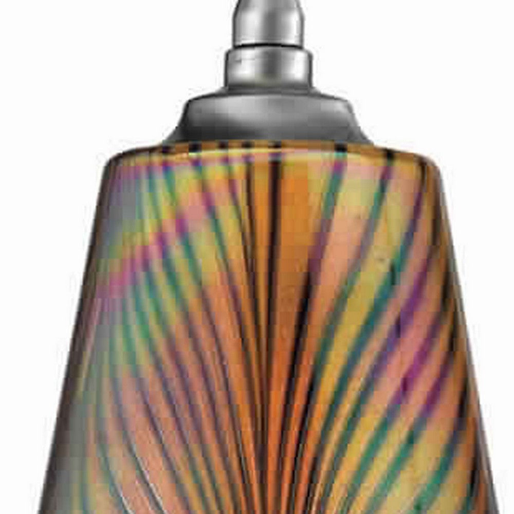 Tapered Design Glass Shade Pendant Lighting with Canopy Multicolor By Casagear Home BM223553