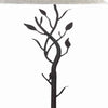 Metal Floor Lamp with Leaf Accent Body and Fabric Bell Shade,Black and Gray By Casagear Home BM223582