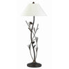 Pine Twig Accent Metal Body Floor Lamp with Conical Shade, Bronze and White By Casagear Home