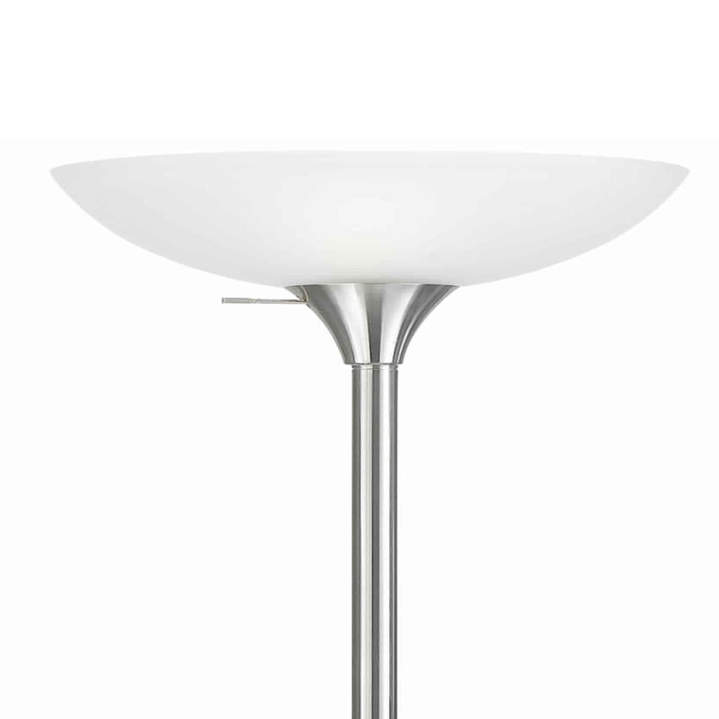 3 Way Torchiere Floor Lamp with Frosted Glass shade and Stable Base White By Casagear Home BM223598