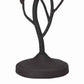 Metal Table Lamp with Leaf Accent Body and Fabric Bell Shade,Black and Gray By Casagear Home BM223614