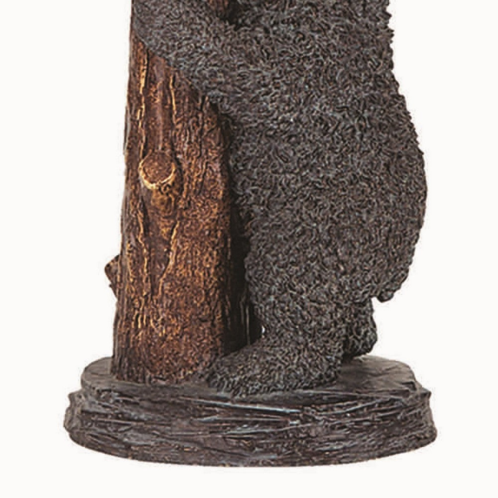 150 Watt Resin Bear Body Table Lamp with Twig Shade Gray and Brown By Casagear Home BM223616