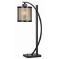 60 Watt Table Lamp with Metal Body and Mica Drum Shade Black By Casagear Home BM223695