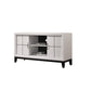 Wooden TV Stand with 2 Drawers and 2 Open Compartments, White and Black By Casagear Home