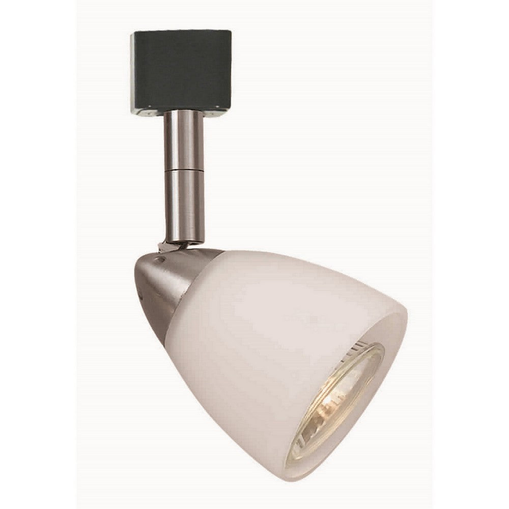 Metal Track Light with Interchangeable Round Glass Shade Silver and White By Casagear Home BM224647