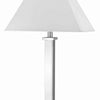 Trapezoid Shade Table Lamp with Metal Base and 2 USB Ports,White and Chrome By Casagear Home BM224678