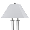 60W x 2 Desk Lamp with Trapezoid Shade and Power Strip Silver and White By Casagear Home BM224694