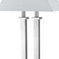 60W x 2 Desk Lamp with Trapezoid Shade and Power Strip Silver and White By Casagear Home BM224694