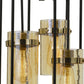 Rectangular Open Cage Design Pendant with Cylindrical Glass Shade Black By Casagear Home BM224818