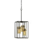 Rectangular Open Cage Design Pendant with Cylindrical Glass Shade Black By Casagear Home BM224818