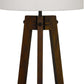 Drum Shade Table Lamp with Wooden Tripod Base White and Brown By Casagear Home BM224833