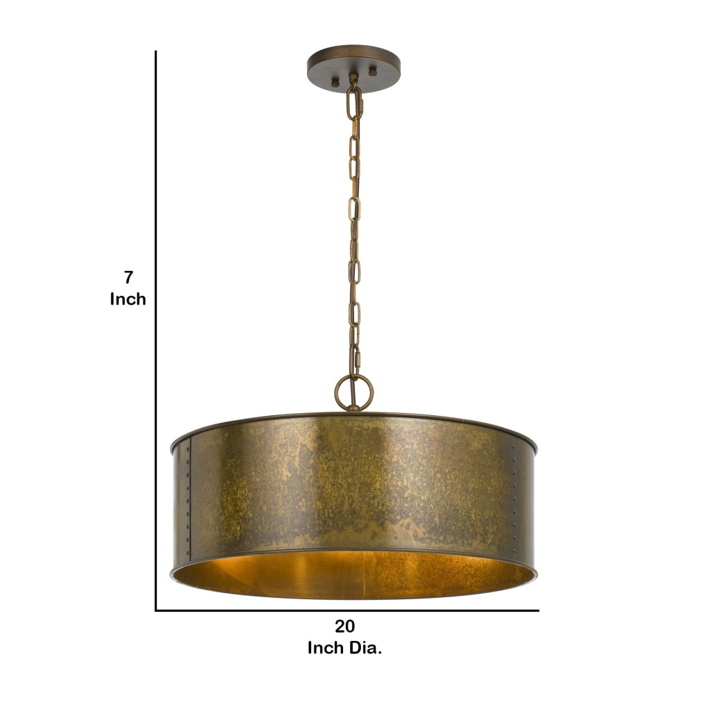 60 X 3 Watt Round Metal Frame Chandelier with 6 Foot Chain Distressed Gold By Casagear Home BM224864