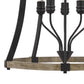 5 Bulb Pendant Fixture with Wooden and Metal Frame Brown and Black By Casagear Home BM224958