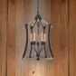 5 Bulb Pendant Fixture with Wooden and Metal Frame, Brown and Black By Casagear Home